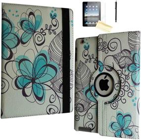 img 4 attached to 📱 JYtrend iPad Air Case, (R) Rotating Stand Smart Case Cover with Auto Wake Up/Sleep for iPad Air (1st Generation) A1474 A1475 A1476 - Blue Lotus