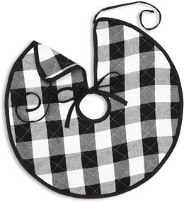 img 3 attached to Cackleberry Home 21-Inch Reversible Christmas Tree Skirt - Black and White Buffalo Check Woven Fabric, Quilted Design