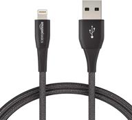 🔌 кабель usb a amazon basics с двойной оплеткой из нейлона с разъемом lightning, премиальная коллекция, сертифицированный apple mfi зарядное устройство для iphone, 3 фута, набор из 2 шт., черный логотип