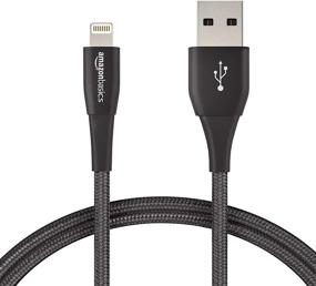 img 4 attached to 🔌 Кабель USB A Amazon Basics с двойной оплеткой из нейлона с разъемом Lightning, премиальная коллекция, сертифицированный Apple MFi зарядное устройство для iPhone, 3 фута, набор из 2 шт., черный