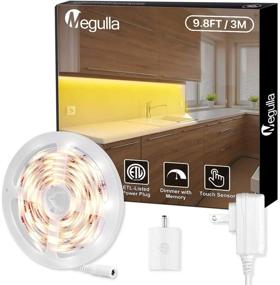 img 4 attached to 🔆 MEGULLA Under Cabinet LED Lighting Strip - 9.8ft Warm White 3000K with Dimmer Switch, ETL-Listed Power Plug - Perfect for TV, Bedroom, Headboard, Kitchen, Cupboard, Sewing Machine, Under Counter