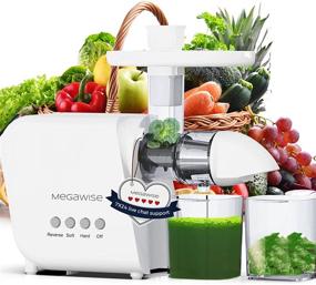 img 4 attached to MegaWise Pro Slow Masticating Juicer - 95% Juice Yield, 2 Speed Settings, 9 Segment Spiral Cold Press Extractor for Vegetables, Fruits, and Nuts - Enhanced Nutrition & Improved Taste