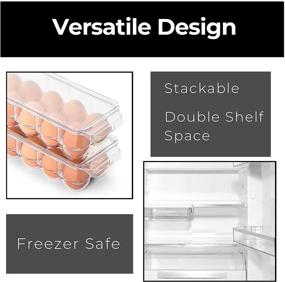 img 1 attached to 🥚 BPA Free Stackable Refrigerator Egg Bin with Handle and Lid - Set of 2 - Smart Design - Clear, 14.65 x 3.25 Inch - Food Storage Container Organizer for Fridge and Freezer