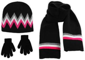 img 4 attached to Фуксиевая шапка с помпоном для девочек: Стильные аксессуары SWK и модные шарфы.