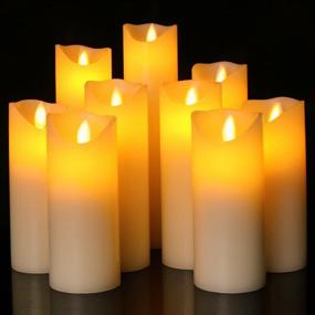 img 3 attached to 🕯️ Real Wax Flameless LED Candles with Remote and Timer - Set of 9 Ivory Pillar Battery Operated Votive Lights for Halloween Decoration