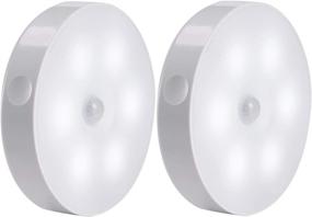 img 4 attached to 🔦 AIBOO LED Motion Sensor Puck Lights - USB Battery Rechargeable, Wireless Under Cabinet Lighting for Closet, Counter, Wardrobe, Shelf, Kitchen, Stairs - Magnetic Stick Anywhere (6000K, 2 Packs)