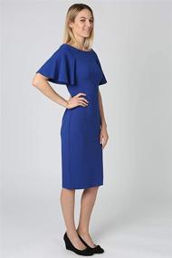 img 3 attached to 👗 Flirty and Elegant: bebe Women's Midi Dress with Off Shoulder Bell Sleeves in Scuba Crepe