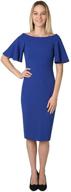 👗 flirty and elegant: bebe women's midi dress with off shoulder bell sleeves in scuba crepe logo