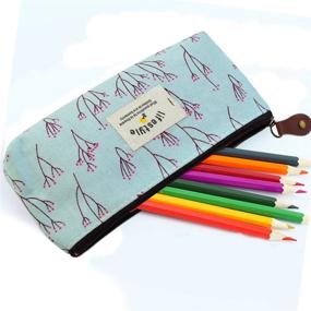 img 3 attached to 🌸 Set of 3 Miayon Countryside Flower Floral Pencil Pen Case Cosmetic Makeup Bags