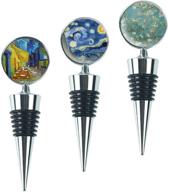 🍾 lizimandu wine bottle stoppers: set of 3 stainless steel stoppers - perfect for gifts, bar, holiday party, wedding (3-van gogh) logo