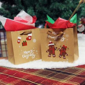 img 1 attached to 🎁 Lulu Home 24 шт. Рождественские крафт-подарочные пакеты с ручками - разнообразные принты, большие, средние и маленькие размеры для упаковки