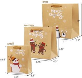 img 3 attached to 🎁 Lulu Home 24 шт. Рождественские крафт-подарочные пакеты с ручками - разнообразные принты, большие, средние и маленькие размеры для упаковки