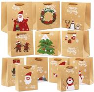 🎁 lulu home 24 pcs christmas kraft gift bags with handles - assorted prints, large, medium and small sizes for packing logo