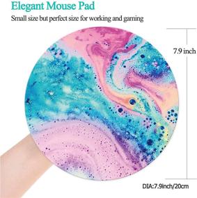 img 3 attached to HeVitda Mouse Pad: Premium-Textured, Non-Slip Round Mat with Pink Blue Marble Art Design - Ideal for Women, Girls, Computers, and Laptops