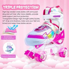 img 2 attached to 🌟 Light Up Adjustable Roller Skates for Girls and Boys - Black Pink Purple - Sizes 10C-6Y