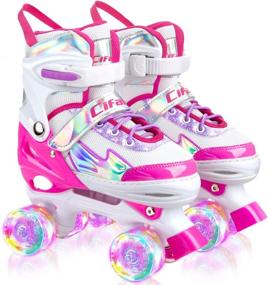 img 4 attached to 🌟 Light Up Adjustable Roller Skates for Girls and Boys - Black Pink Purple - Sizes 10C-6Y