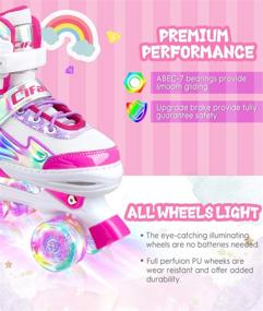 img 1 attached to 🌟 Light Up Adjustable Roller Skates for Girls and Boys - Black Pink Purple - Sizes 10C-6Y