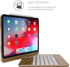 img 3 attached to 🔒 Snugg iPad Pro 11 2018 Keyboard Case - Backlit Wireless Bluetooth, 360° Rotatable, Apple Pencil Compatible - Gold