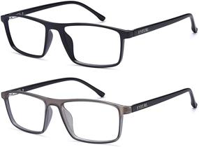 img 3 attached to EYEURL Blue Light Blocking Glasses 2 Pack: Anti-Fatigue Square Computer Glasses for Men and Women with UV Filter, Gaming Black & Gray