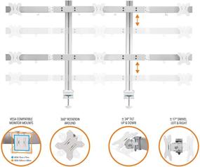 img 1 attached to 🖥️ Stand Steady 6 Monitor Mount: Высота регулируемое шесть мониторов рука с полной артикуляцией, тяжелая стойка VESA для ЖК/LED мониторов 17-32 дюйма - Серебро/6 креплений