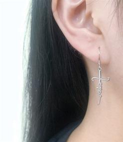 img 2 attached to 🕊️ Elegant 925 Sterling Silver Cross Drop Dangle Earrings: A Symbol of Eternity, Faith, and Love for Women and Girls