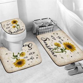 img 1 attached to Enhance Your Bathroom with Vibrant Sunflower Shower Curtain Sets and Rugs 4PCS – Waterproof and Non-Slip, Complete Bathroom Decor Set with 12 Hooks