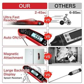 img 2 attached to Red Waterproof Digital Instant Read Meat Thermometer with Folding Probe and Calibration Function – Ideal for Cooking, Food, Candy, BBQ Grill, Kitchen (Includes Calibration Bottle Opener)