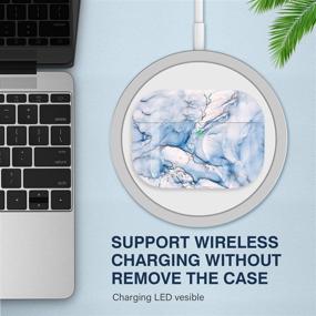 img 3 attached to 🔵 Чехол для корпуса наушников AirPods Pro Blue Marble - Valkit мягкий защитный чехол из TPU с брелоком для заряда Apple Airpods Pro - Переносной, ударопрочный для мужчин, женщин, девушек