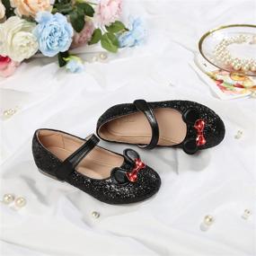 img 2 attached to Cliivour Girls Princess Glitter Mary Jane Dress Shoes with Flower Embellishment for Kid Toddler - Perfect for Wedding Party Prom