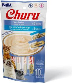 img 4 attached to Grain-Free INABA Churu Cat Treats: Lickable, Squeezable Creamy Purée with Vitamin E & Taurine | 0.5oz Tube | Pack of 10 Tubes | Tuna Variety - Two Flavors