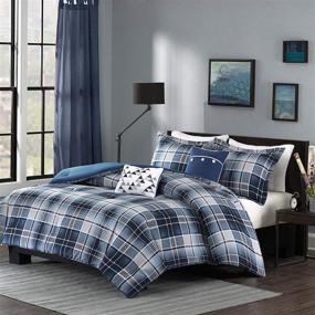 img 4 attached to Intelligent Design Cozy Comforter: Casual Cabin Lodge Plaid Design, All Season Bedding Set Blue Full/Queen