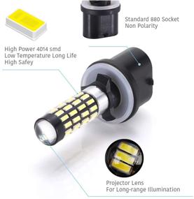 img 3 attached to 💡 LUYED 2 X1000 Lumens Super Bright 4014 51-EX Chipsets 880 886 890 892 Led Bulb With Projector: Perfect for DRL or Fog Lights - Xenon White