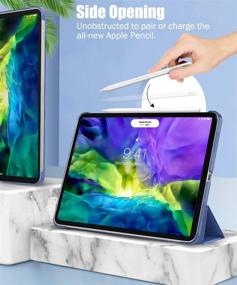 img 3 attached to 📱 MoKo iPad Pro 11 2nd Gen 2020/2018 Case - Slim Lightweight Translucent Shell in Navy Blue for Apple Pencil Charging - Auto Wake/Sleep Feature