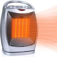 🔥 brightown portable ceramic space heater 1500w/750w: efficient indoor heating with oscillation, tip over & overheat protection - silver logo