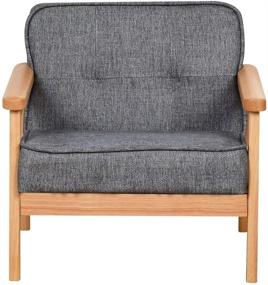 img 3 attached to 🪑 Children's Upholstered Armchair with Solid Wood Structure and Linen Fabric – Kid's Gift (Dark Grey, Light Grey) (Dark Grey)