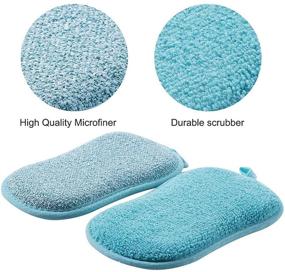 img 2 attached to 🧽 BSUDILOK 4PCS Kitchen Round Sponge, Double-Sided Dishwashing Cloth, Scouring Pad, Multifunctional Household Washing Tool