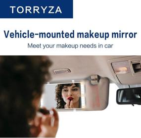 img 1 attached to 💡 TORRYZA Car Vanity Mirror: USB Rechargeable, Portable for Table or Car Sun Visor, Stylish B White Mirror with LED Lighting and Touch Sensor
