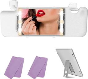 img 4 attached to 💡 TORRYZA Car Vanity Mirror: USB Rechargeable, Portable for Table or Car Sun Visor, Stylish B White Mirror with LED Lighting and Touch Sensor
