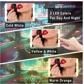 img 2 attached to 💡 TORRYZA Car Vanity Mirror: USB Rechargeable, Portable for Table or Car Sun Visor, Stylish B White Mirror with LED Lighting and Touch Sensor