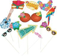 📸 fun express luau party photo stick props bundle - 12 pieces for costume accessories and party fun logo