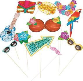 img 2 attached to 📸 Fun Express Luau Party Photo Stick Props Bundle - 12 Pieces for Costume Accessories and Party Fun