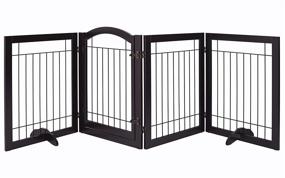 img 2 attached to 🐾 Spirich Extra Wide 96-inch Freestanding Pet Gate with Door Walk Through - Espresso