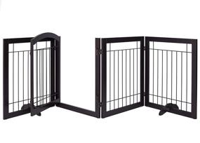 img 1 attached to 🐾 Spirich Extra Wide 96-inch Freestanding Pet Gate with Door Walk Through - Espresso