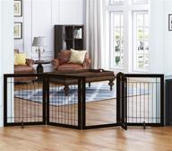 🐾 spirich extra wide 96-inch freestanding pet gate with door walk through - espresso logo