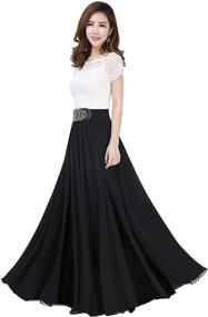 img 2 attached to Women's Summer Chiffon High Waist Pleated Maxi Skirt with Big Hem - Ideal for Wedding Party, Beach, or Long Skirts