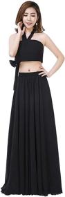 img 3 attached to Women's Summer Chiffon High Waist Pleated Maxi Skirt with Big Hem - Ideal for Wedding Party, Beach, or Long Skirts