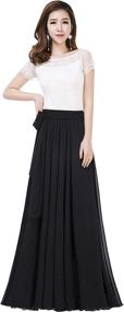 img 4 attached to Women's Summer Chiffon High Waist Pleated Maxi Skirt with Big Hem - Ideal for Wedding Party, Beach, or Long Skirts