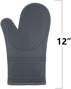 img 2 attached to 🧤 Premium Gray Silicone Oven Mitts - Stay Protected and Comfortable While Baking, BBQ, and Handling Hot Pots - Heat Resistant Gloves with Quilted Liner - 1 Pair