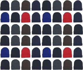 img 4 attached to 🧣 48 Pack Winter Beanies - Bulk Warm Knit Skull Caps for Cold Weather - Unisex Mens Womens Hats