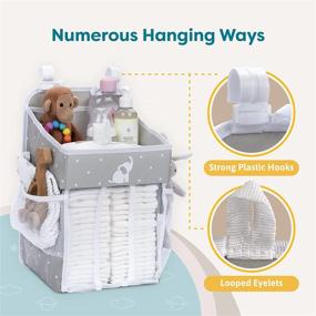 img 2 attached to 👶 Cradle Star Hanging Diaper Caddy - Nursery Changing Table Organizer with Multiple Pockets - Gray - Baby Diaper Storage Essentials